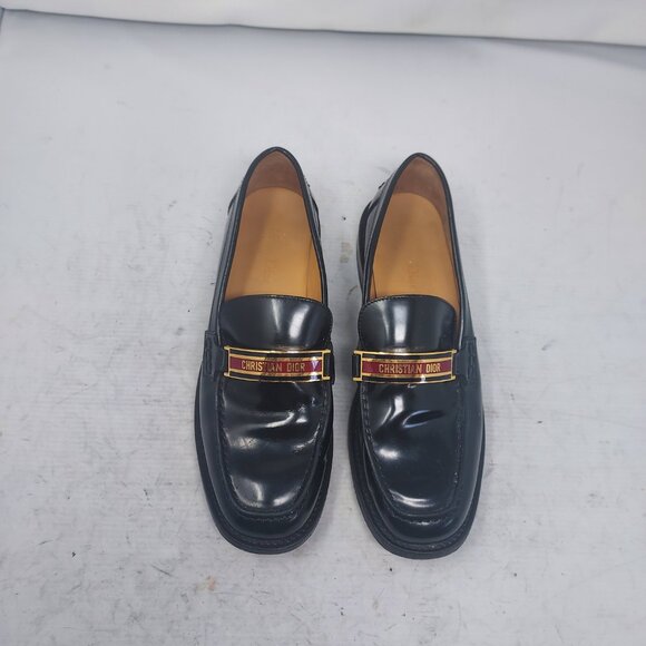 Christian Dior Black Code Logo Plaque Penny Lug Loafer - Picture 5 of 11